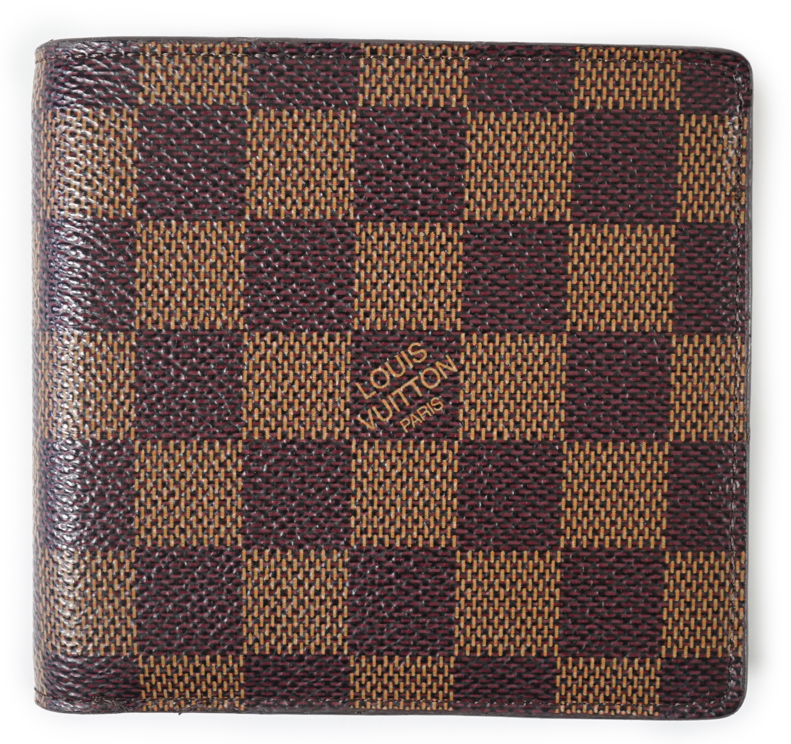 A Louis Vuitton bifold Damier coated canvas Marco wallet, height 10cm, width 11cm